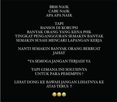 Cita Citata Tanggapi Kenaikan Harga BBM: Pemimpin Jangan Lihat ke Atas Terus