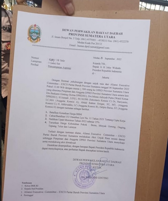 Surati Jokowi, DPRD Sumut Setuju Batalkan Kenaikan Harga BBM