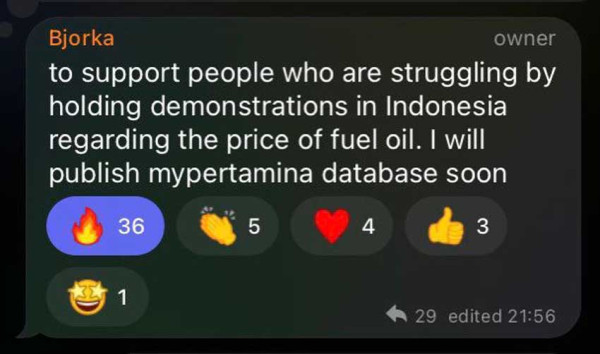 Dukung Demo Tolak Kenaikan BBM, Hacker Bjorka Bakal Bocorkan Data MyPertamina