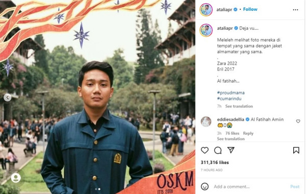 Zara Pakai Jaket Almamater, Istri Ridwan Kamil Teringat Almarhum Eril: Meleleh Melihat Foto Mereka