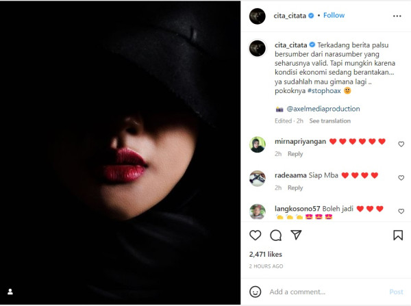 Cita Citata Tepis Kabar Sudah Menikah dengan Didi Mahardika: Stop Hoaks
