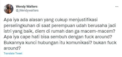 Wendy Walters Mendadak Curhat soal Selingkuh: Udah Berusaha Jadi Istri yang Baik