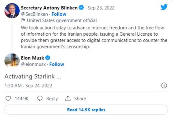 Elon Musk Aktifkan Layanan Internet Starlink untuk Warga Iran