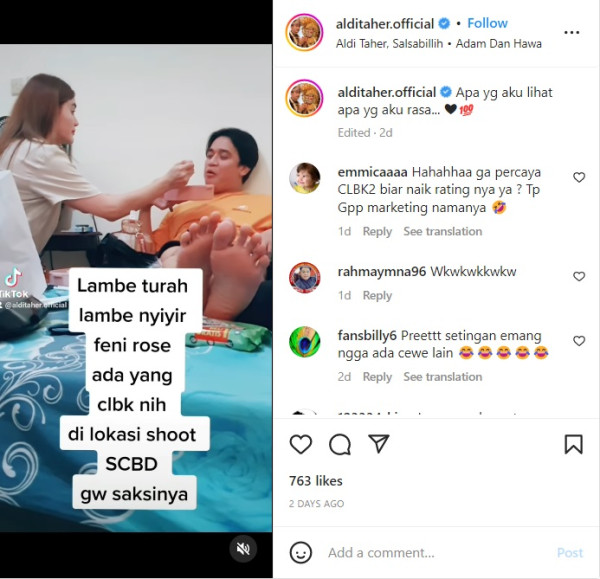 Aldi Taher Bocorkan Video Mesra Hilda Vitria dan Billy Syahputra: Ada yang CLBK Nih