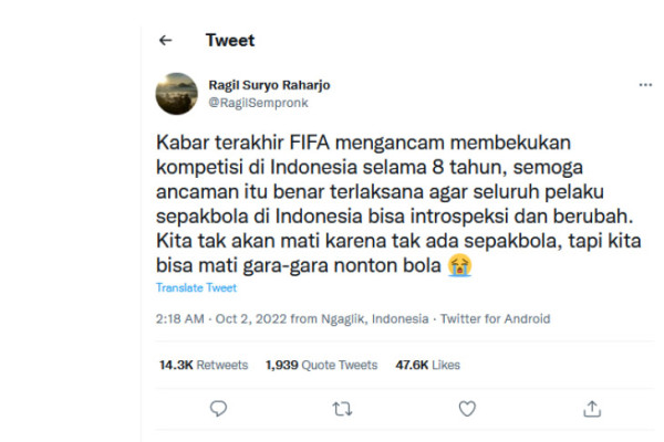 Hoaks, Pernyataan FIFA soal Sanksi Sepak Bola Indonesia Selama 8 tahun