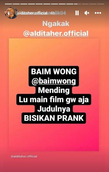 Aldi Taher Ajak Baim Wong Bintangi Bisikan Prank, Warganet Kompak Setuju