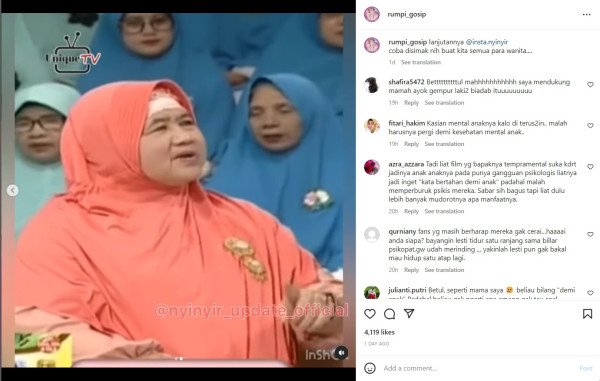 Ceramah Mamah Dedeh soal KDRT Viral, Netizen: Semoga Lesti Kejora Mendengarkan Nasihat Ini