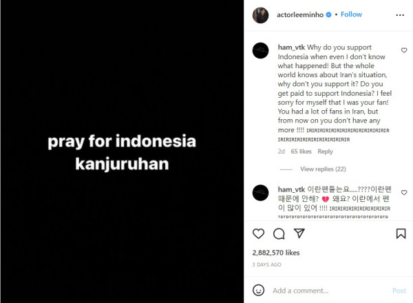 3 Artis dan Atlet yang Memberi Simpati pada Korban Tragedi Kanjuruhan, Ada Lee Min Ho