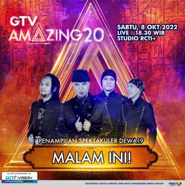 HUT GTV, Kolaborasi Slank X Dewa 19 LIVE di GTV, RCTI+ dan Vision+