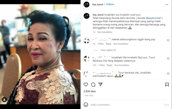 BIP Unggah Kabar Duka, Ibunda Pay Burman Meninggal Dunia