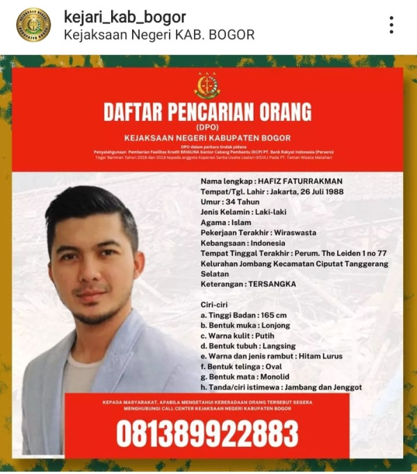 Adik Artis Irwansyah Jadi DPO Kejari Bogor Kasus Korupsi Rp3,3 Miliar