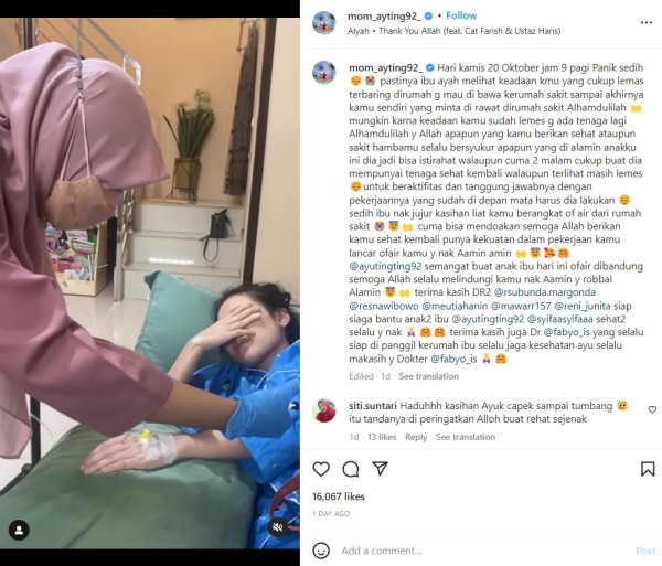 Ayu Ting Ting Tumbang, Lemas hingga Dilarikan ke Rumah Sakit