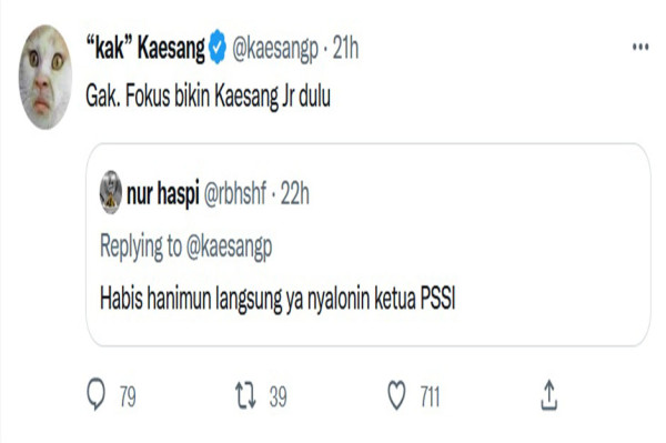 Kaesang Didaulat Netizen Jadi Ketum PSSI: Gak, Fokus Bikin Kaesang Junior Dulu!