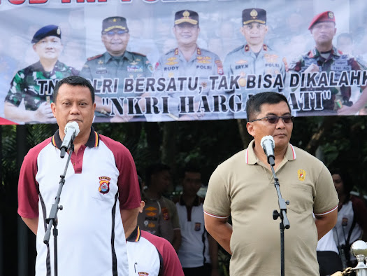 Perkuat Persaudaraan, 1.000 Anggota TNI dan Polri Olahraga Bersama di Polda Banten