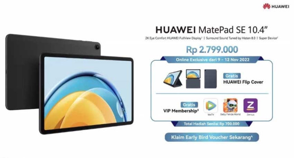 HUAWEI MatePad SE, Tablet Keluarga dengan Layar 2K Harga di Bawah Rp3 Juta