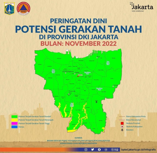 11 Kecamatan di Jaksel dan Jaktim Berpotensi Alami Bencana Tanah Bergerak