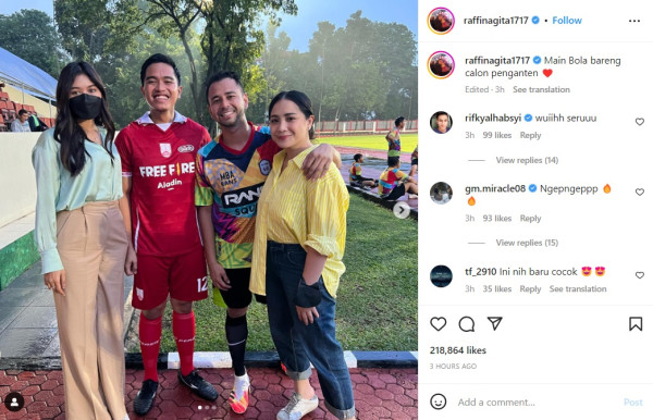 Romantisnya Erina Gudono Temani Kaesang Pangarep Main Bola Bareng Raffi Ahmad