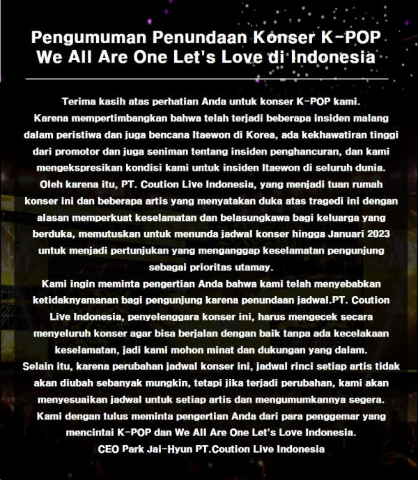 7 Konser Musik di Indonesia yang Dibatalkan atau Ditunda pada November 2022