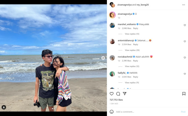 Ziva Magnolya Pamer Foto Mesra dengan Rey Bong di Pantai, Pacaran?