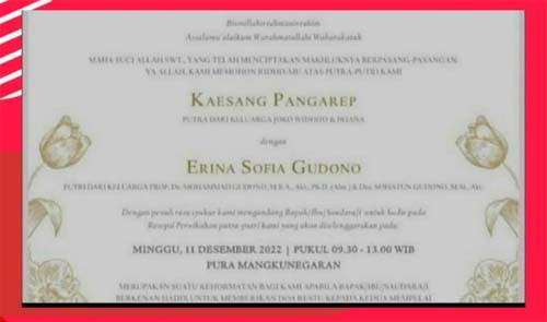 Undangan Pernikahan Kaesang Pangarep Viral, Netizen Salfok pada Gelar Akademik Keluarga Erina Gudono