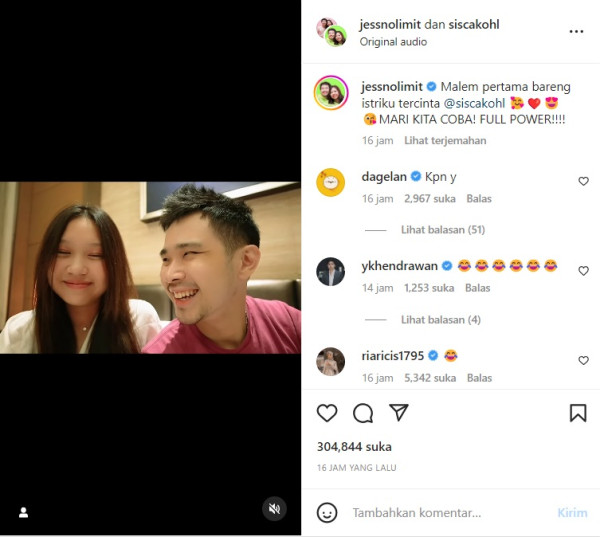 Jess No Limit Bagikan Momen sebelum Malam Pertama, Sisca Kohl: Mari Kita Coba