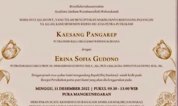 Tak Cantumkan Gelar Pendidikan di Undangan Pernikahan, Kaesang dan Erina Gudono Banjir Pujian