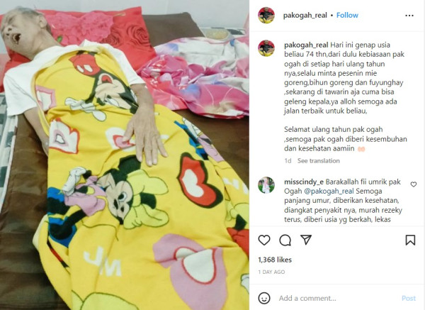 Ultah ke-74, Pak Ogah Masih Berjuang Sembuh dari Stroke