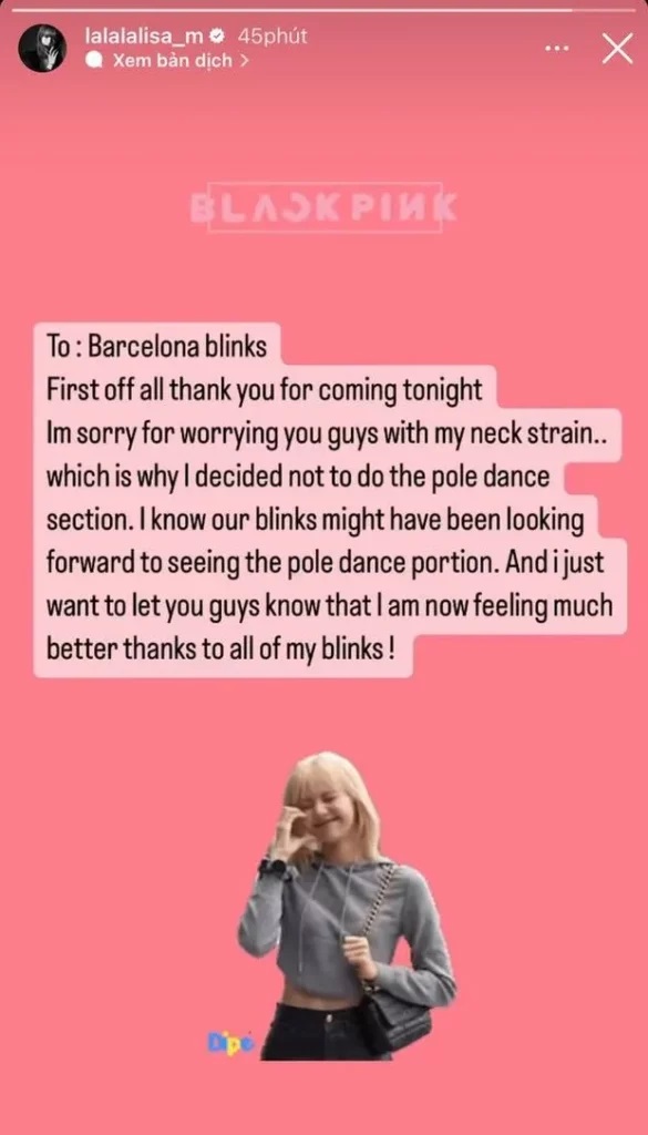 Lisa BLACKPINK Alami Cedera Leher, Minta Maaf Tak Bisa Pole Dance di Konser