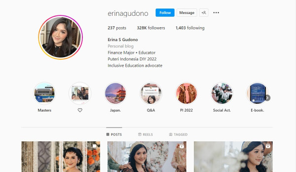 Menikah dengan Kaesang Pangarep, Followers Erina Gudono di Instagram Meningkat Drastis