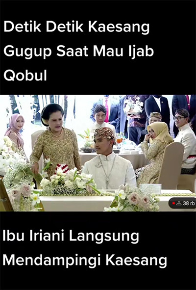 Momen Iriana Jokowi Dekati Kaesang Pangarep yang Gugup Jelang Akad Nikah Bikin Netizen Lumer