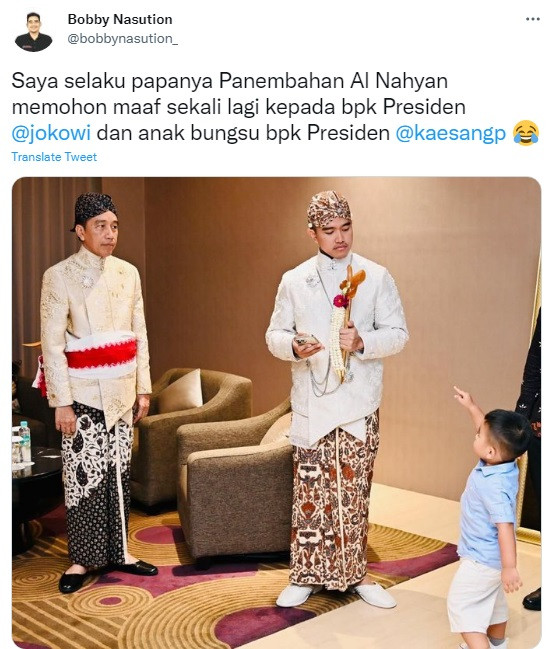 Al Nahyan Tunjuk Kaesang di Depan Jokowi, Bobby Nasution: Saya Mohon Maaf Bapak Presiden