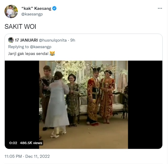 Kaesang Pangarep Keciduk Lepas Selop saat Resepsi, Ngeluh Kesakitan