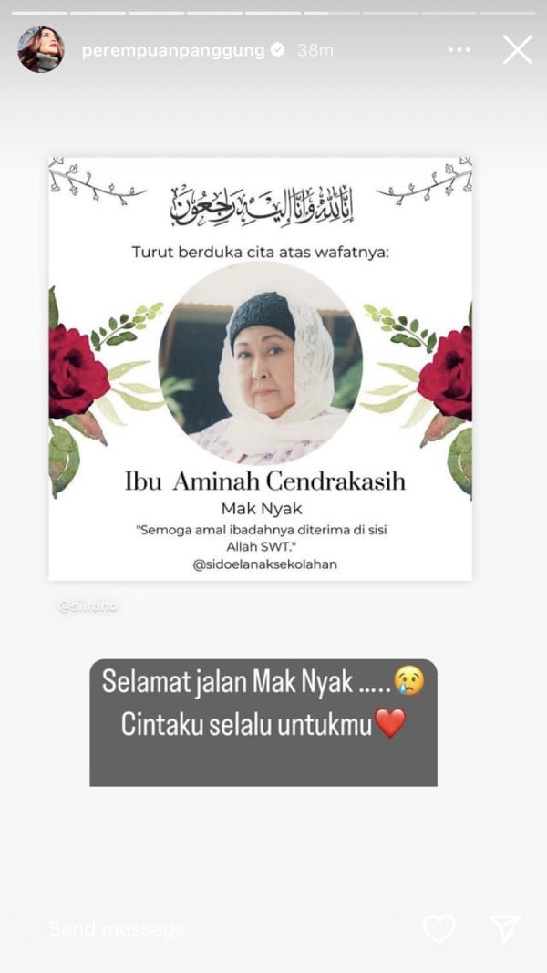 Cornelia Agatha Berduka Aminah Cendrakasih Meninggal Dunia: Sarah Sayang Ibu