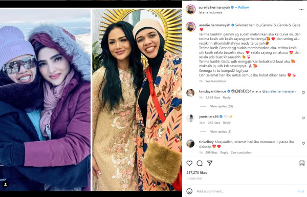 Rayakan Hari Ibu, Aurel Hermansyah Puji 3 Sosok Wanita Ini