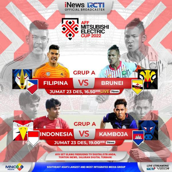 Link Live Streaming iNews! Hari Ini, Saksikan Laga Pertama Indonesia vs Kamboja di Grup A AFF Mitsubishi Electric Cup 2022