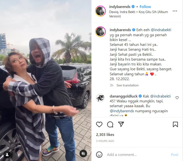 Indra Bekti Alami Pendarahan Otak dan Belum Sadar, Indy Barends: Kita Harus Bersama Sampai Tua