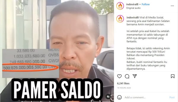Viral! Pria Kalimantan Selatan Pamer Saldo ATM Rp500 Triliun