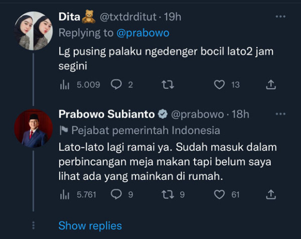 Respons Prabowo Ketika Warganet Ngaku Pusing Gara-gara Lato-Lato