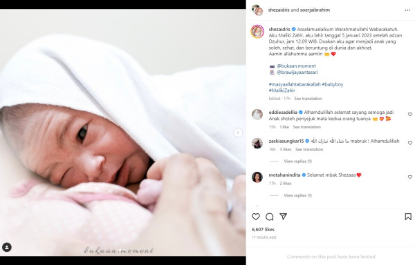 Sheza Idris Melahirkan Anak Kedua, Namanya Maliki Zahir