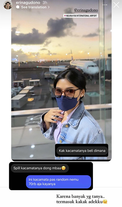 Kacamata yang Dipakainya saat Liburan di Bali Curi Perhatian, Erina Gudono: Harganya Rp70 Ribu