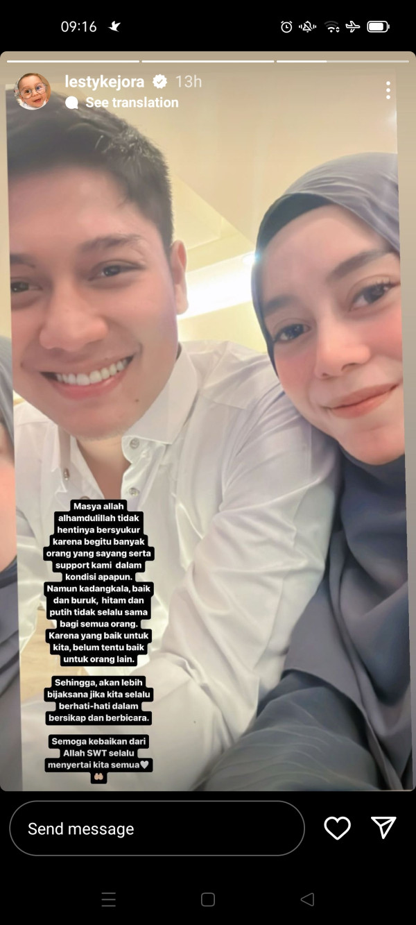 Unggah Foto Bareng Rizky Billar, Lesti Kejora Singgung soal Kebaikan