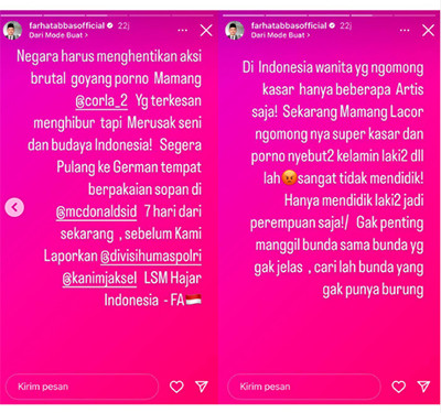 Farhat Abbas Ancam Polisikan Bunda Corla Jika Tak Segera Tinggalkan Indonesia, Dinilai Kasar dan Porno