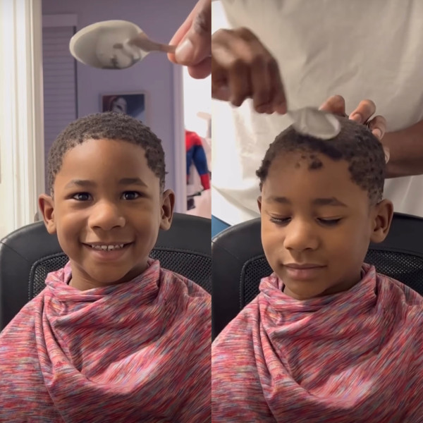 Viral! Seorang Ayah Cukur Rambut Anak Pakai Sendok, Kreatif Banget