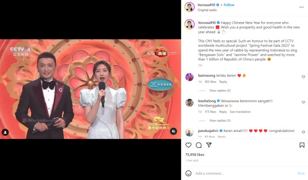 Rossa Bawakan Lagu Bengawan Solo di Stasiun TV Tiongkok, Bikin Bangga