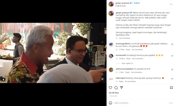 Pernikahan Kiky Saputri-Muhammad Khairi Dihadiri Ganjar dan Anies, Netizen: Coblos yang Rambut Putih