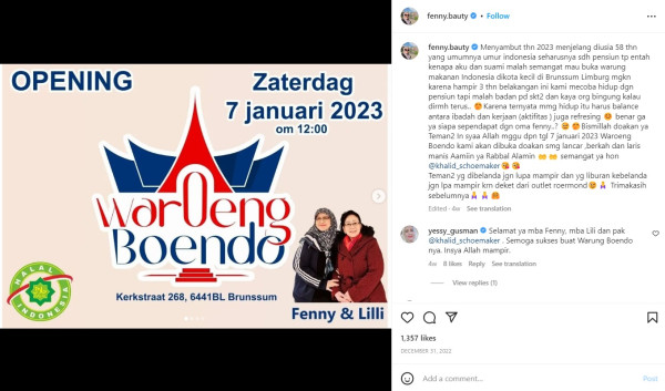 Tinggal di Belanda, Fenny Bauty Kini Jualan Nasi Padang