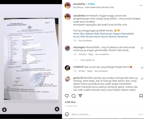 Nikita Mirzani Dipolisikan Tengku Zanzabella Atas Dugaan Pencemaran Nama Baik