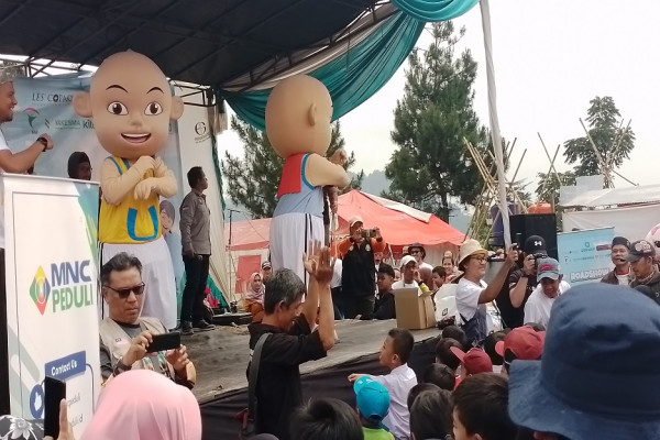 Seru! Upin dan Ipin Hibur Anak-anak Korban Gempa Cianjur