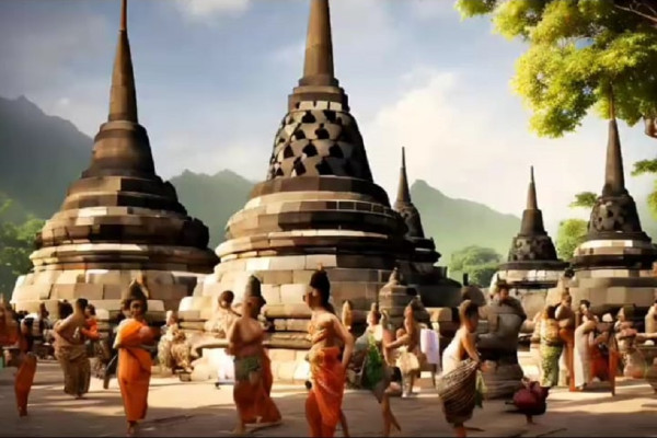 Dibangun Dinasti Sailendra dan Ditemukan Adipati Yogyakarta Tan Jin Sing, Begini Kemegahan Candi Borobudur Hasil Pencitaraan AI