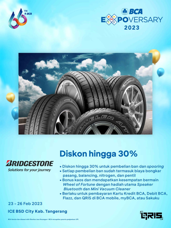 Bridgestone Tebar Promo dan Diskon 30 Persen di BCA Expoversary 2023